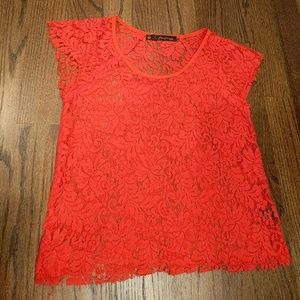 patterson j kincaid coral lace shirt, size xs